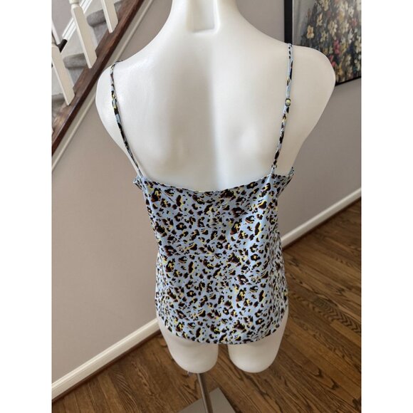L'AGENCE Jane Sky Blue Leopard Print Silk Cami Tank Top Size Small - Picture 3 of 3